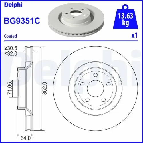 Bremsscheibe DELPHI BG9351C Bild Bremsscheibe DELPHI BG9351C