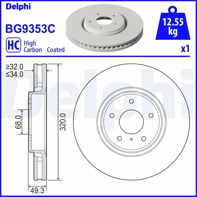 Bremsscheibe DELPHI BG9353C