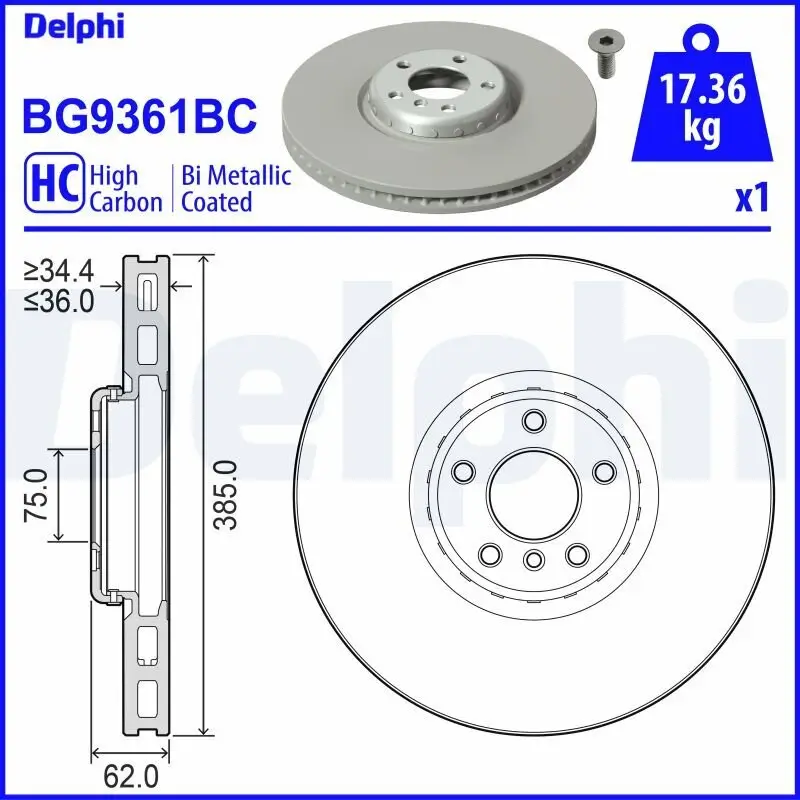 Bremsscheibe DELPHI BG9361BC