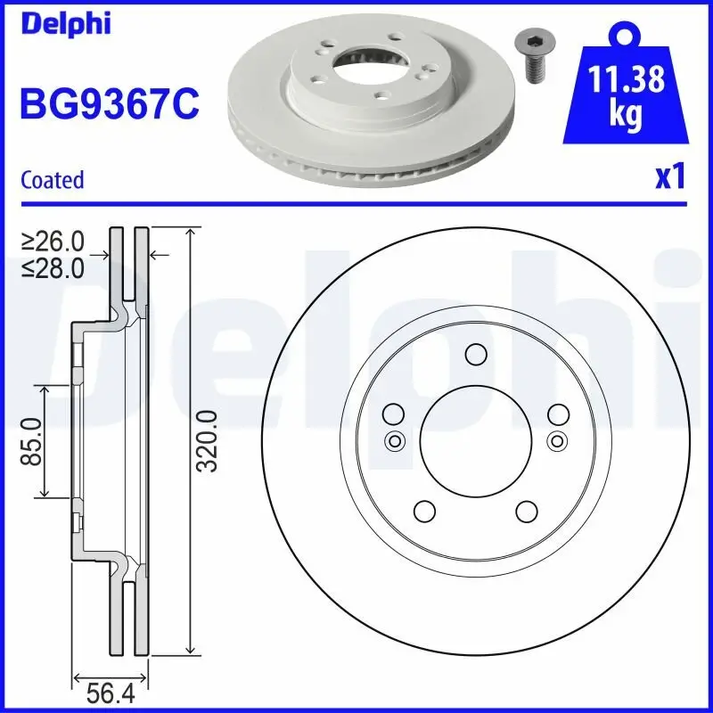 Bremsscheibe Vorderachse DELPHI BG9367C