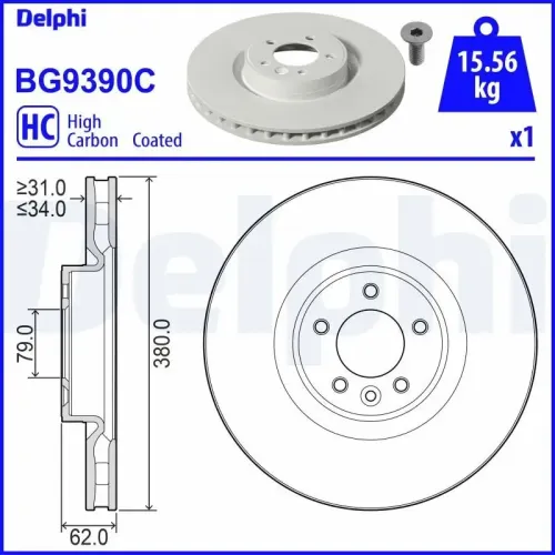 Bremsscheibe DELPHI BG9390C Bild Bremsscheibe DELPHI BG9390C