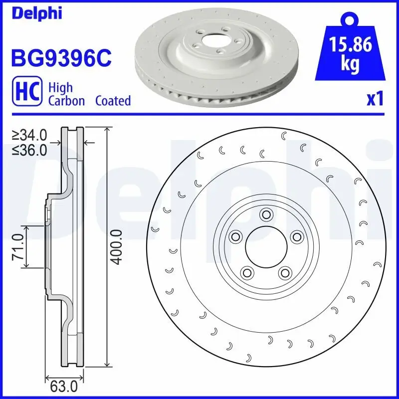 Bremsscheibe Vorderachse Vorderachse rechts DELPHI BG9396C