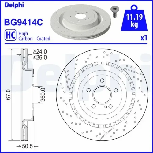 Bremsscheibe DELPHI BG9414C Bild Bremsscheibe DELPHI BG9414C