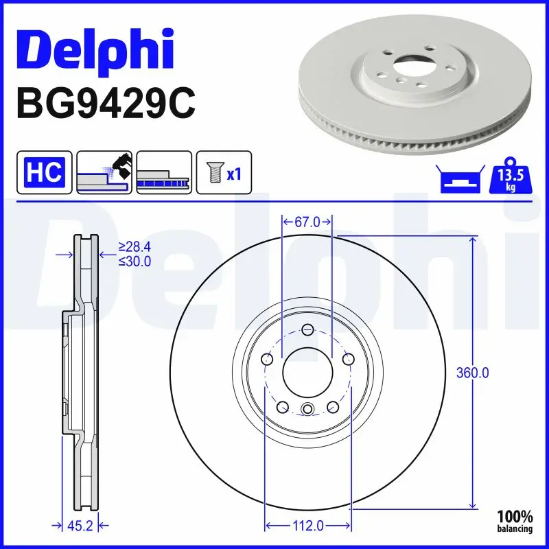 Bremsscheibe DELPHI BG9429C