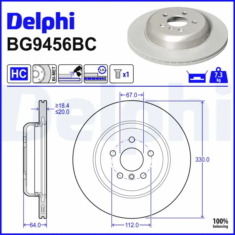 Bremsscheibe DELPHI BG9456BC