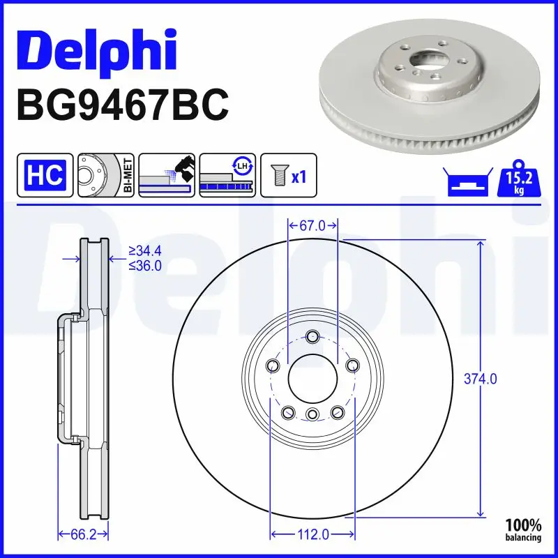 Bremsscheibe DELPHI BG9467BC