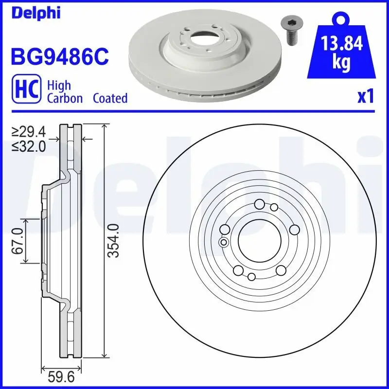 Bremsscheibe Vorderachse DELPHI BG9486C
