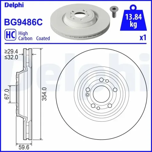 Bremsscheibe Vorderachse DELPHI BG9486C Bild Bremsscheibe Vorderachse DELPHI BG9486C