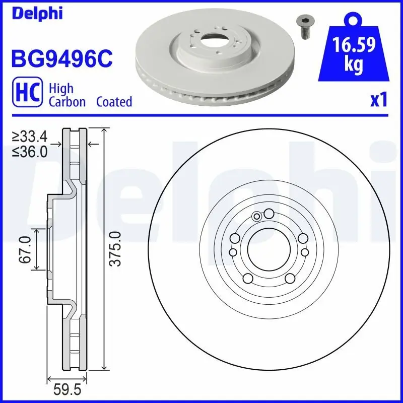 Bremsscheibe Vorderachse DELPHI BG9496C