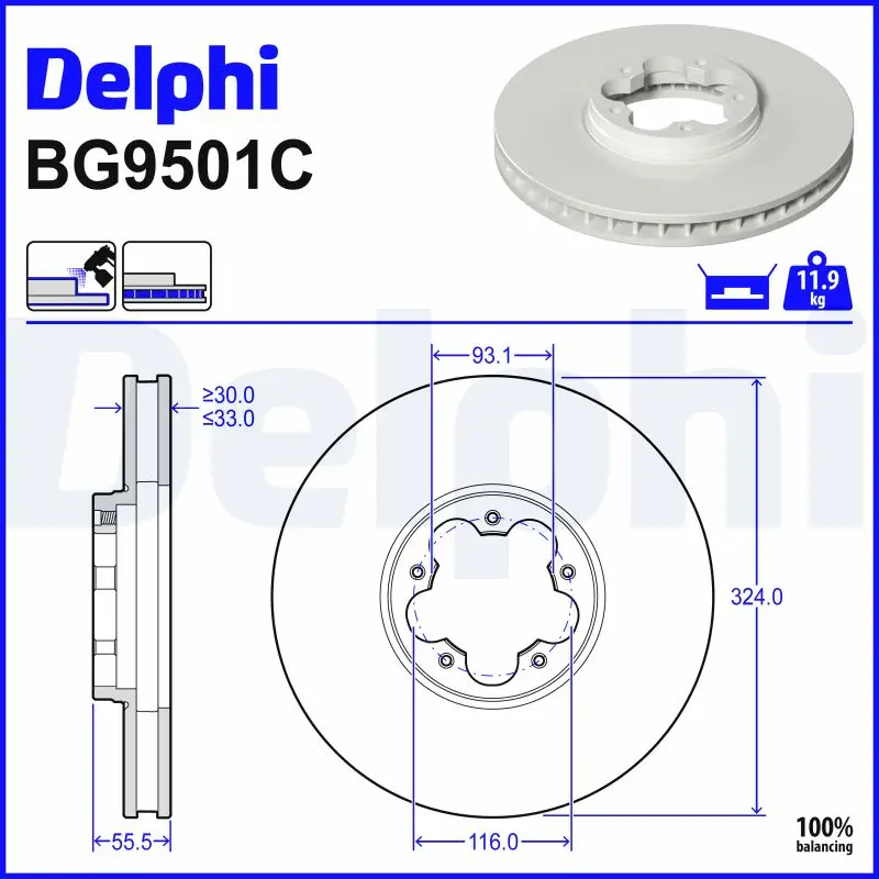 Bremsscheibe DELPHI BG9501C