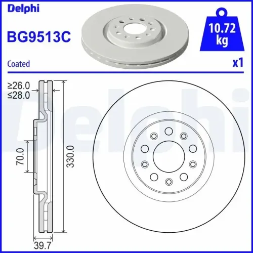 Bremsscheibe DELPHI BG9513C Bild Bremsscheibe DELPHI BG9513C
