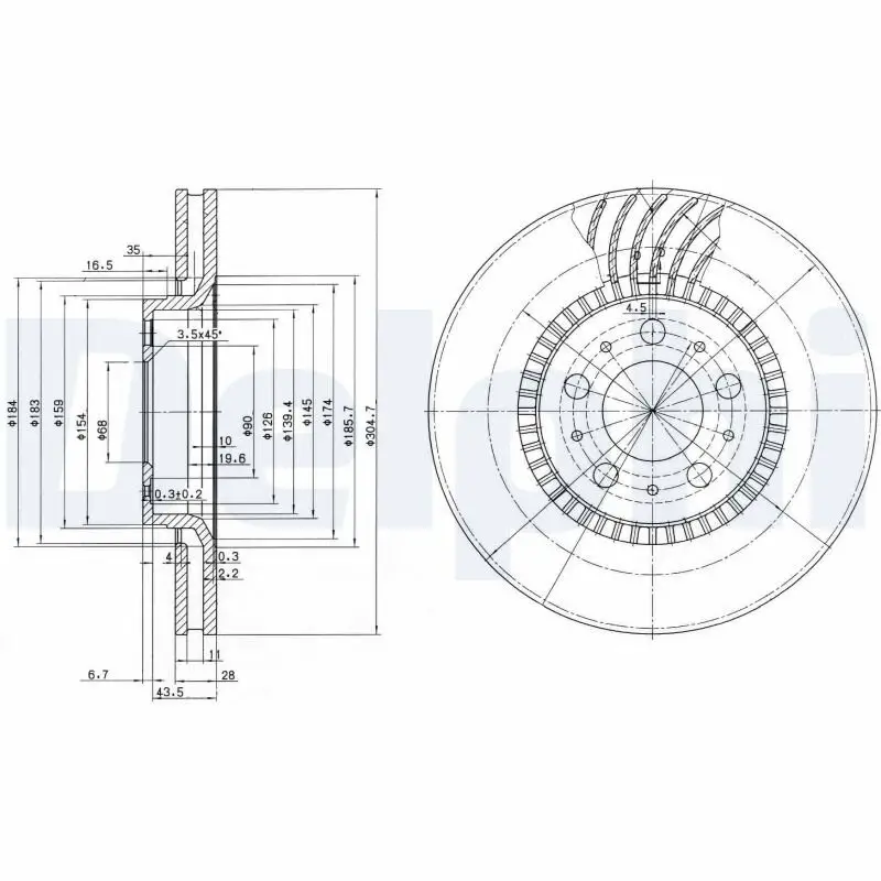 Bremsscheibe DELPHI BG9514