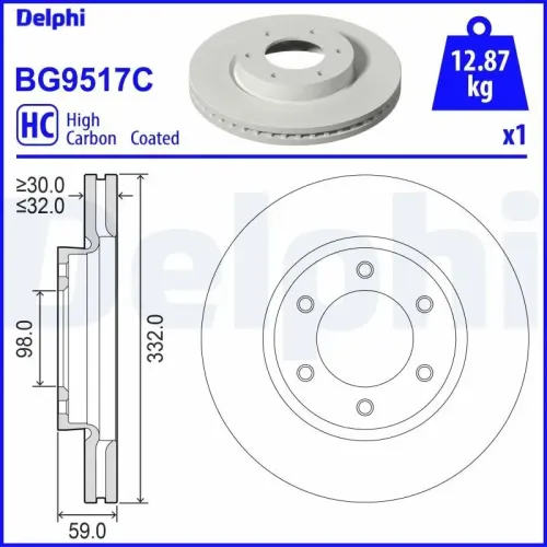 Bremsscheibe DELPHI BG9517C Bild Bremsscheibe DELPHI BG9517C