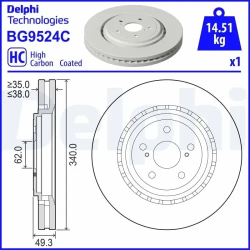 Bremsscheibe DELPHI BG9524C Bild Bremsscheibe DELPHI BG9524C