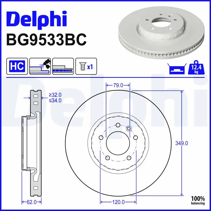 Bremsscheibe DELPHI BG9533BC