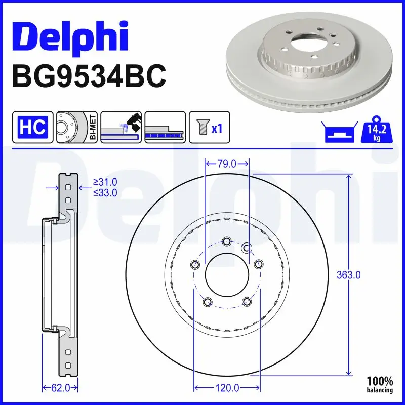 Bremsscheibe DELPHI BG9534BC