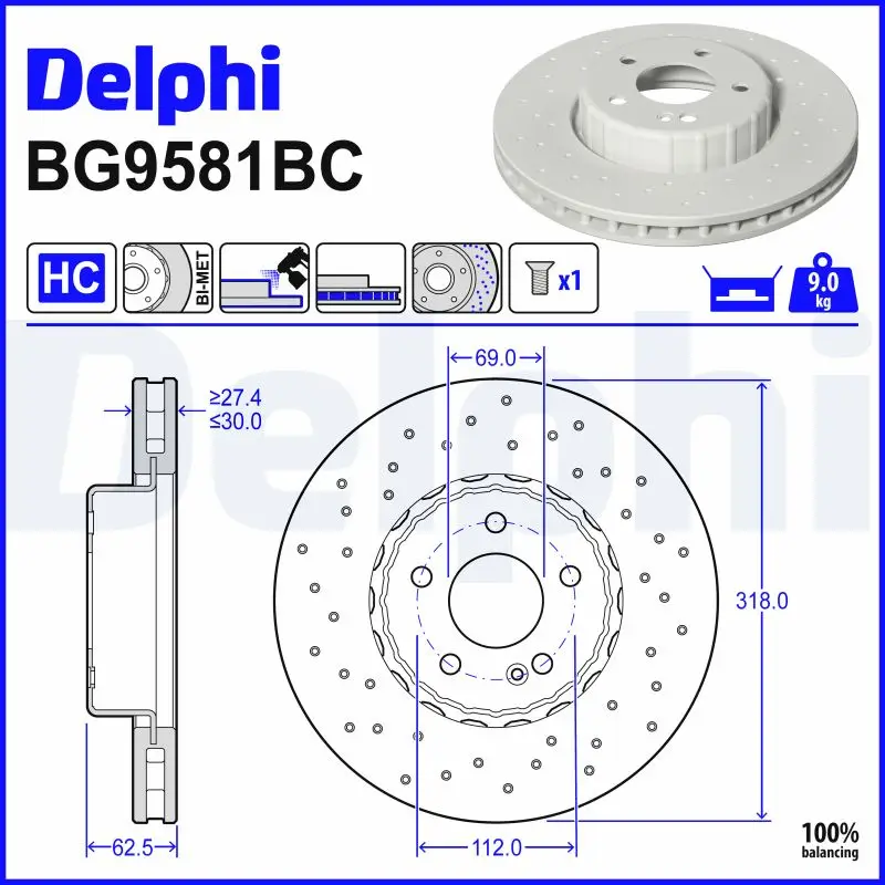 Bremsscheibe DELPHI BG9581BC