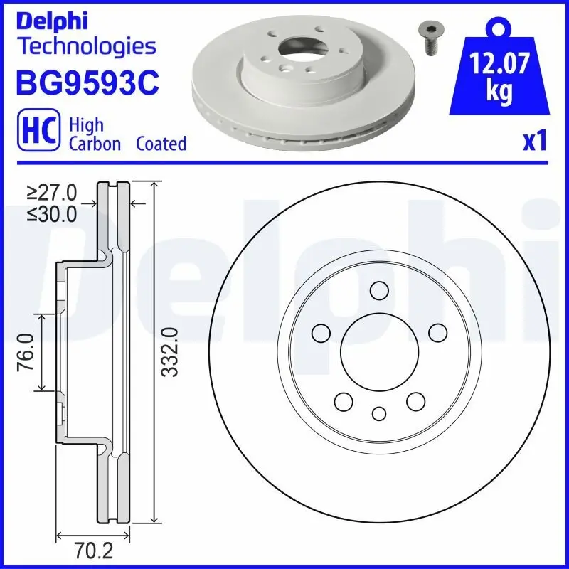 Bremsscheibe Vorderachse DELPHI BG9593C