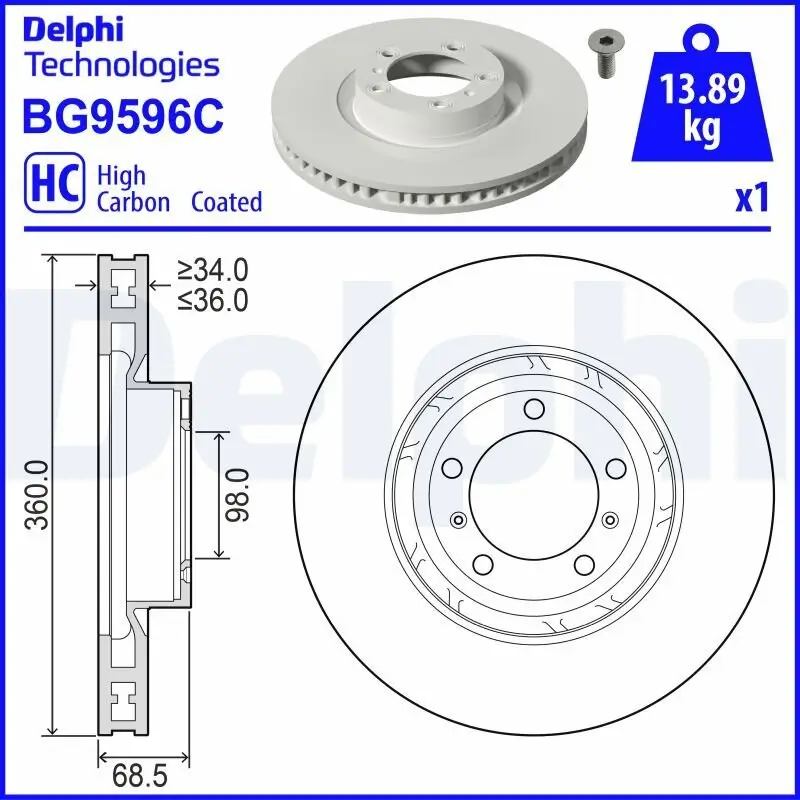 Bremsscheibe DELPHI BG9596C