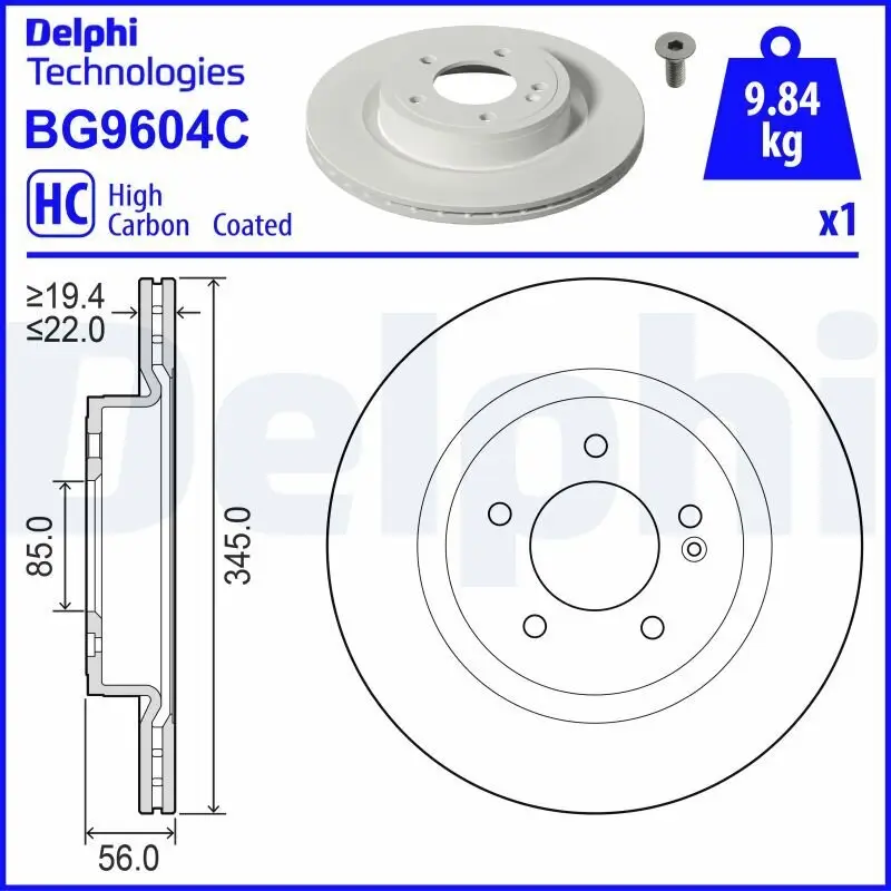Bremsscheibe Hinterachse DELPHI BG9604C