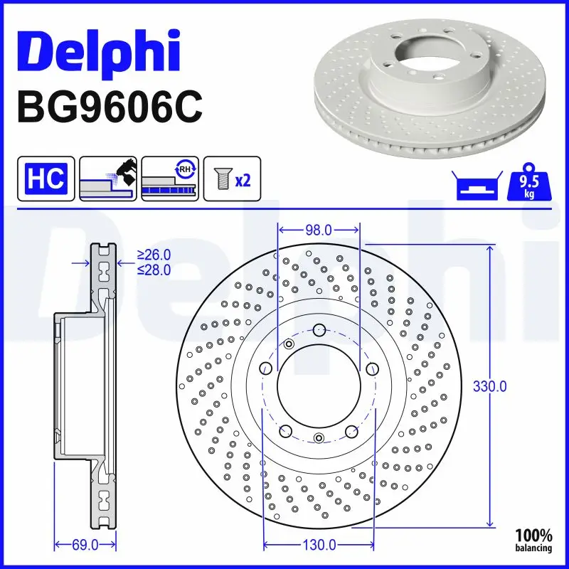 Bremsscheibe DELPHI BG9606C