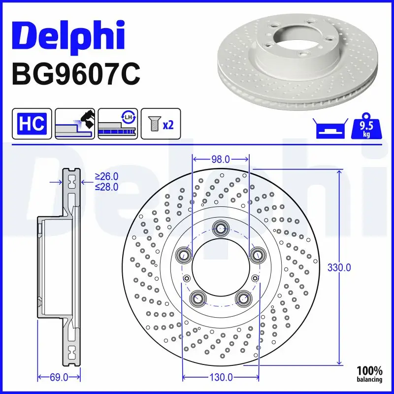 Bremsscheibe DELPHI BG9607C