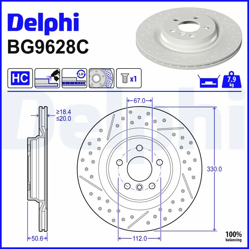 Bremsscheibe DELPHI BG9628C