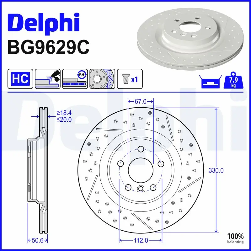 Bremsscheibe DELPHI BG9629C