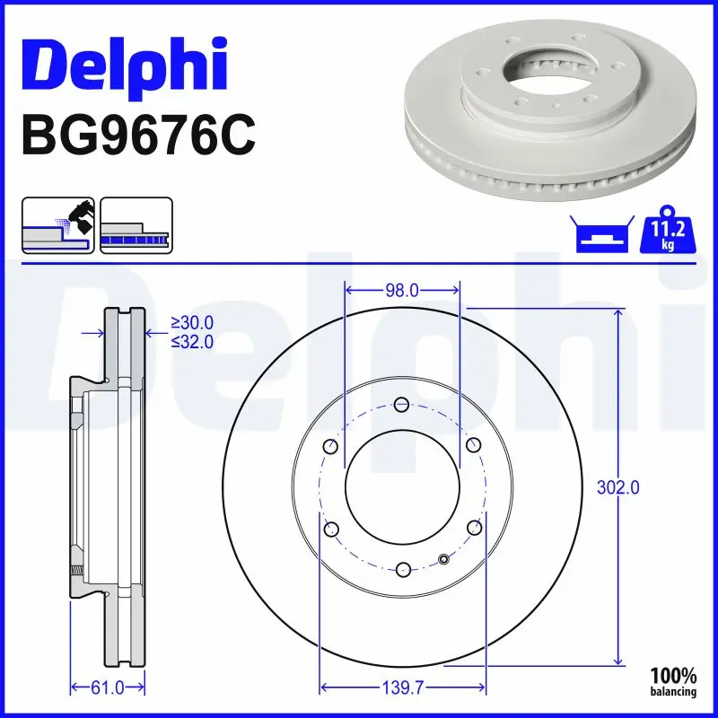 Bremsscheibe Vorderachse DELPHI BG9676C