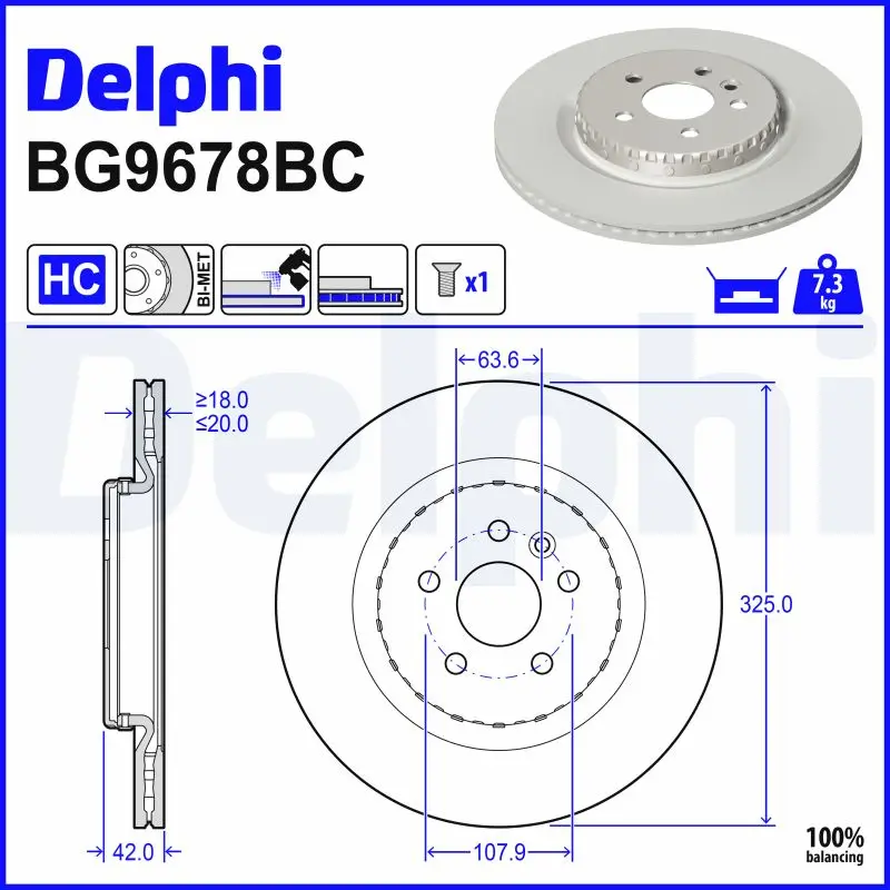 Bremsscheibe Hinterachse DELPHI BG9678BC