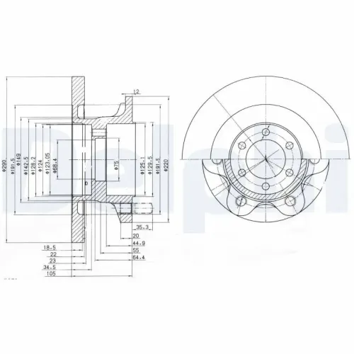 Bremsscheibe DELPHI BG9722 Bild Bremsscheibe DELPHI BG9722