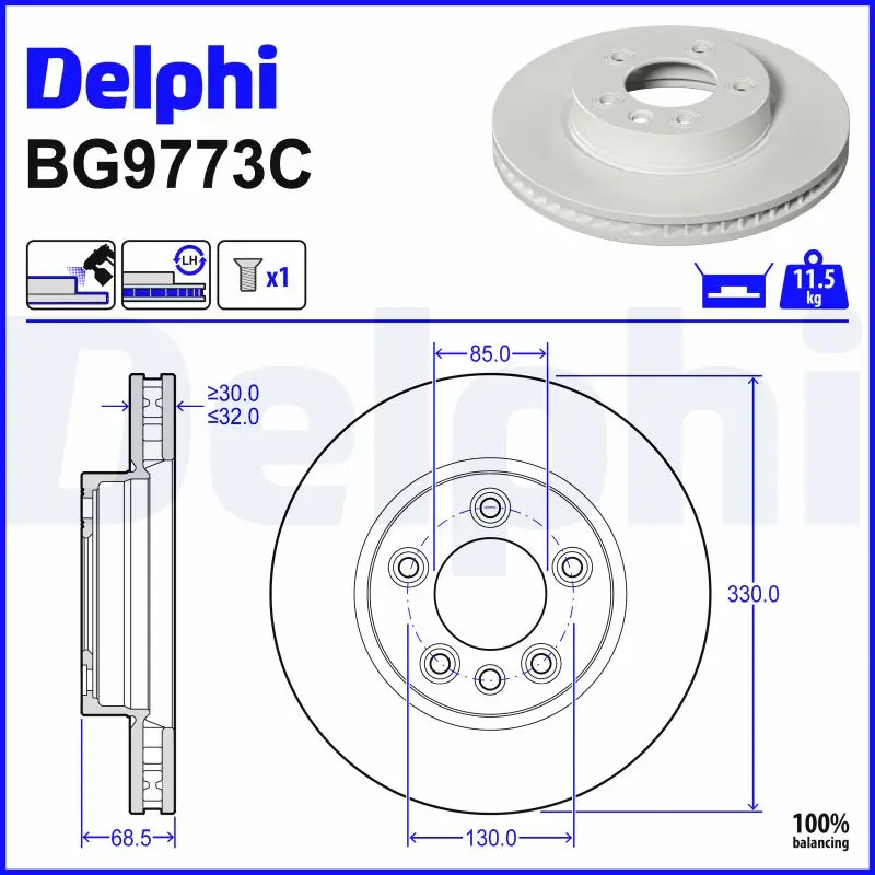 Bremsscheibe DELPHI BG9773C