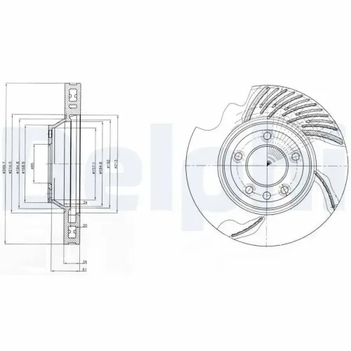 Bremsscheibe Vorderachse Vorderachse rechts DELPHI BG9950 Bild Bremsscheibe Vorderachse Vorderachse rechts DELPHI BG9950