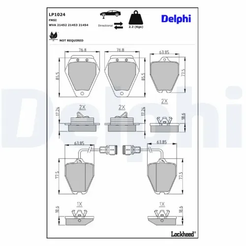 Bremsbelagsatz, Scheibenbremse DELPHI LP1024 Bild Bremsbelagsatz, Scheibenbremse DELPHI LP1024