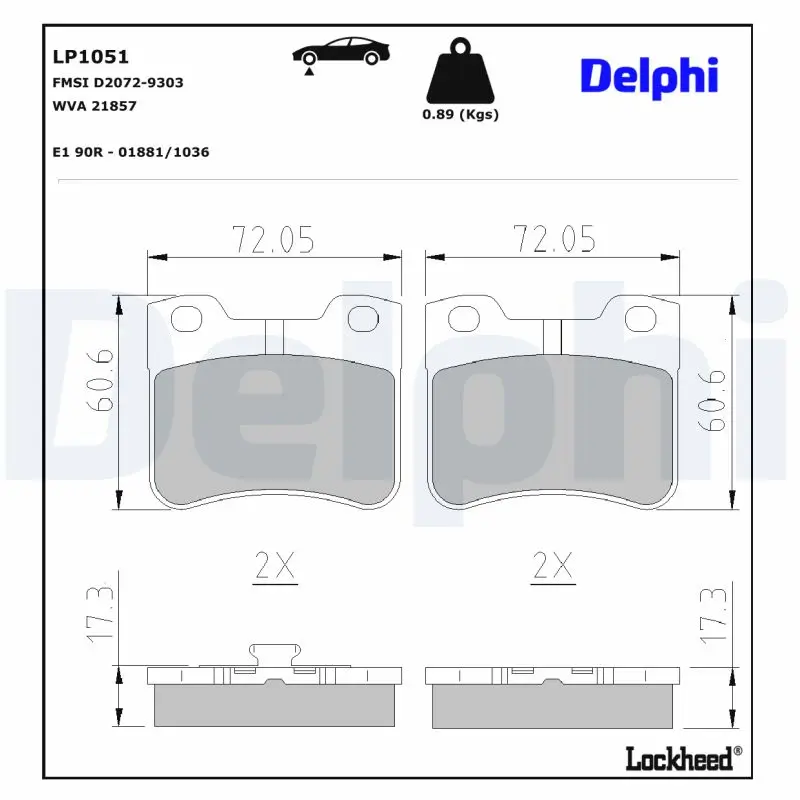 Bremsbelagsatz, Scheibenbremse Vorderachse DELPHI LP1051