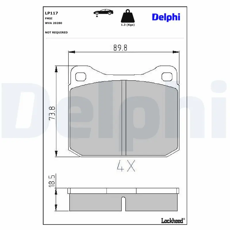 Bremsbelagsatz, Scheibenbremse Vorderachse DELPHI LP117