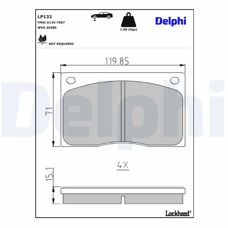 Bremsbelagsatz, Scheibenbremse DELPHI LP132