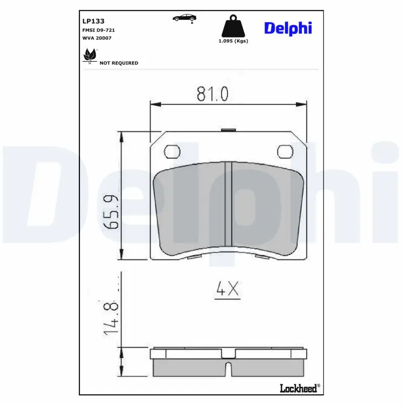 Bremsbelagsatz, Scheibenbremse Hinterachse DELPHI LP133