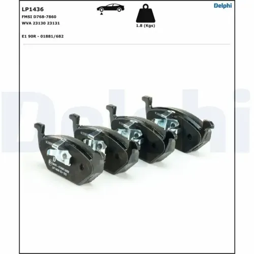Bremsbelagsatz, Scheibenbremse DELPHI LP1436 Bild Bremsbelagsatz, Scheibenbremse DELPHI LP1436