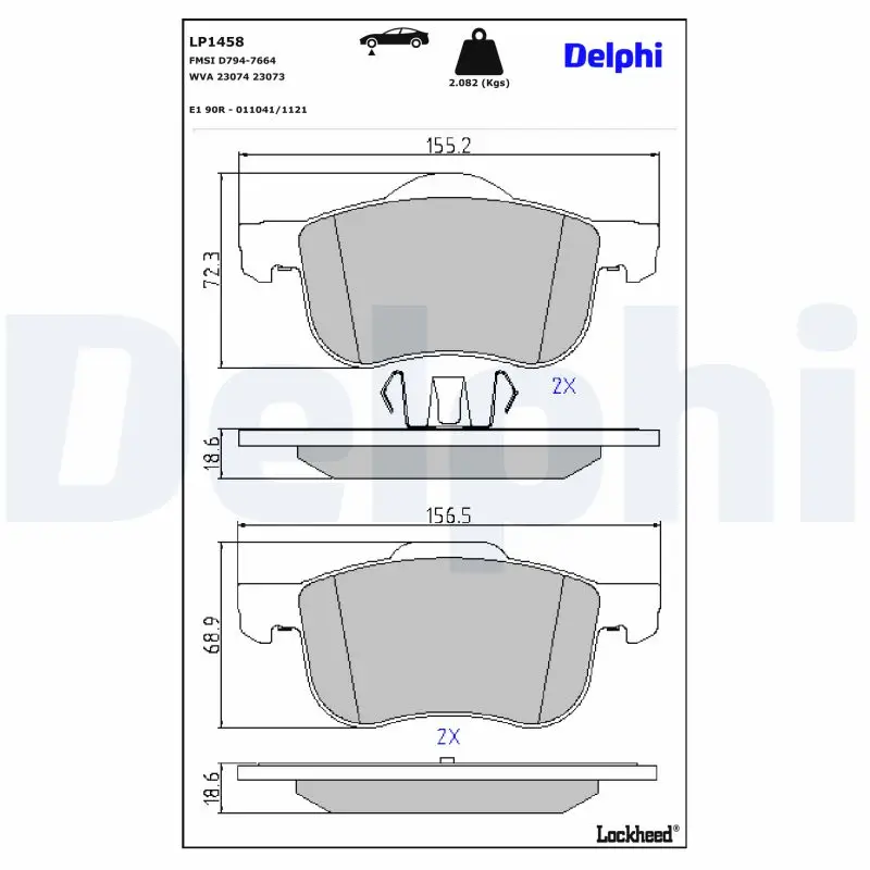 Bremsbelagsatz, Scheibenbremse DELPHI LP1458