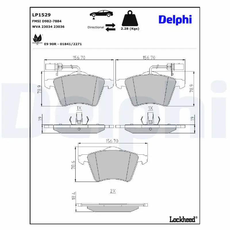 Bremsbelagsatz, Scheibenbremse DELPHI LP1529