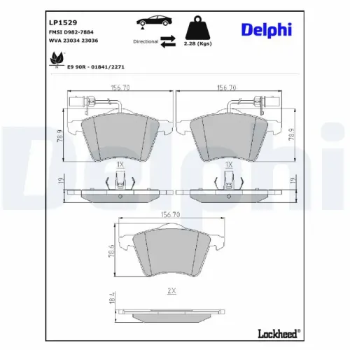 Bremsbelagsatz, Scheibenbremse DELPHI LP1529 Bild Bremsbelagsatz, Scheibenbremse DELPHI LP1529