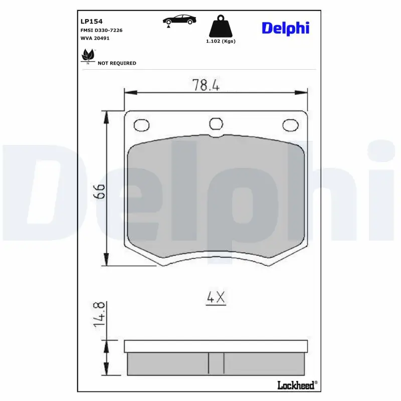 Bremsbelagsatz, Scheibenbremse DELPHI LP154