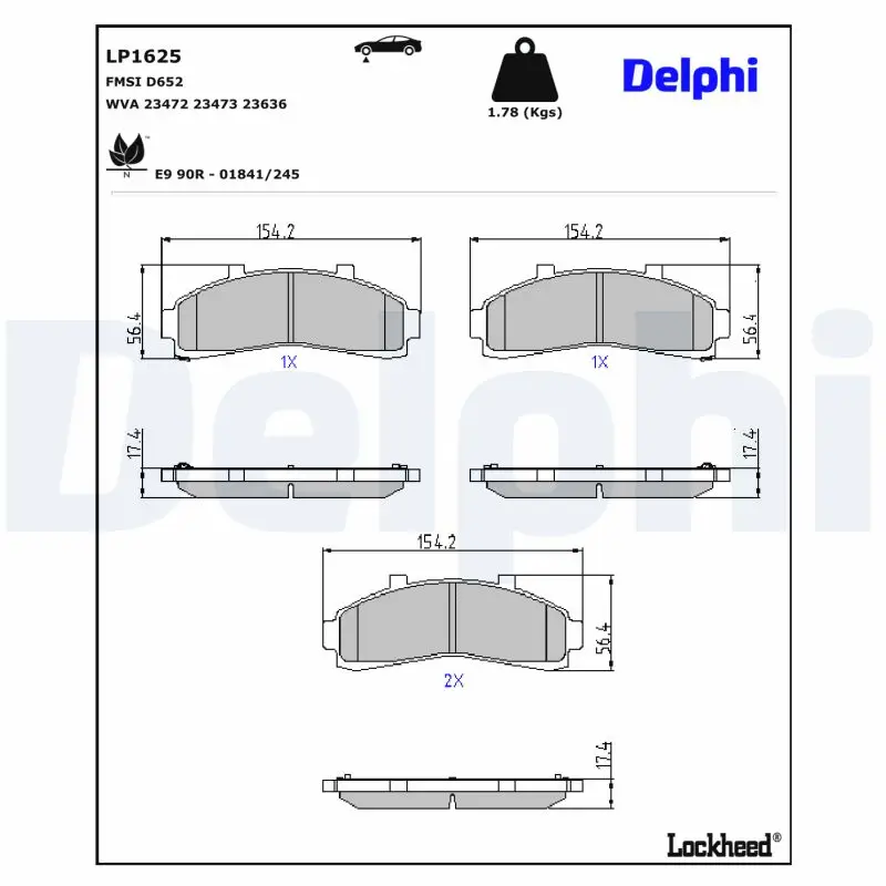 Bremsbelagsatz, Scheibenbremse DELPHI LP1625