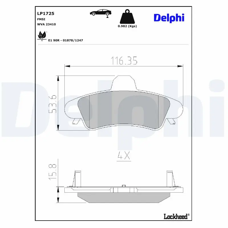 Bremsbelagsatz, Scheibenbremse Hinterachse DELPHI LP1725