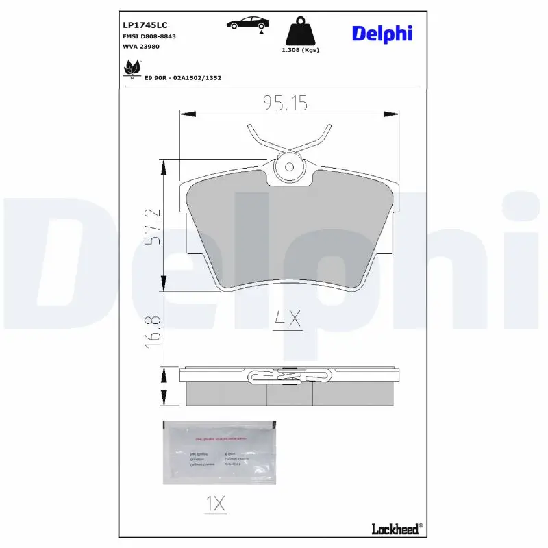 Bremsbelagsatz, Scheibenbremse DELPHI LP1745LC