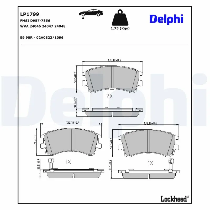 Bremsbelagsatz, Scheibenbremse DELPHI LP1799
