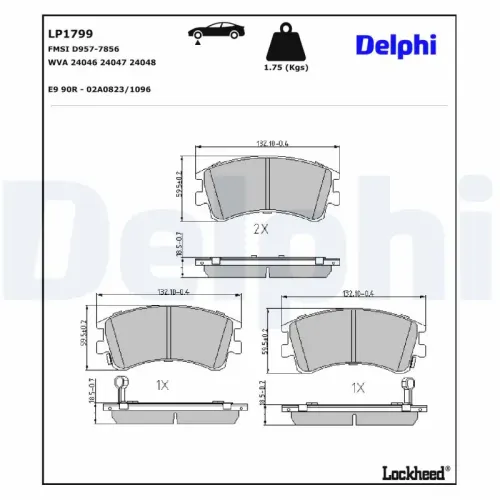 Bremsbelagsatz, Scheibenbremse DELPHI LP1799 Bild Bremsbelagsatz, Scheibenbremse DELPHI LP1799