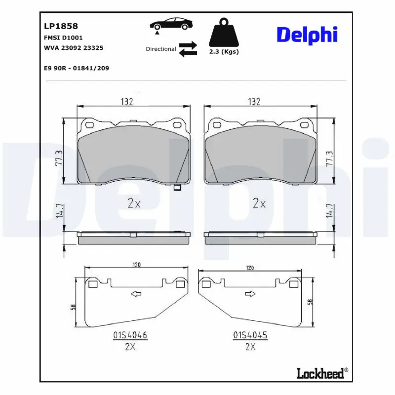 Bremsbelagsatz, Scheibenbremse DELPHI LP1858