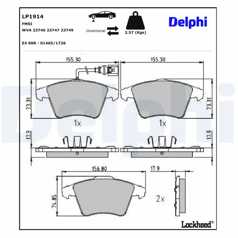 Bremsbelagsatz, Scheibenbremse DELPHI LP1914